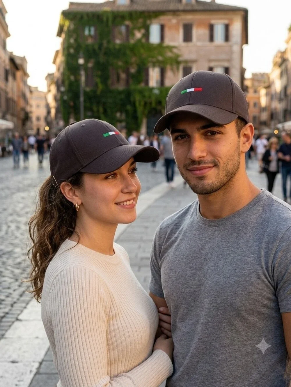 NWT Italian Flag Minimalist Embroidered Black Baseball Cap Hat